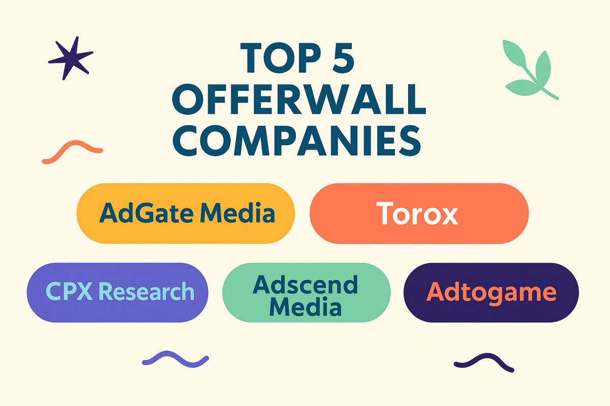 Best Offerwalls: AdGate Media, Torox, CPX Research, Adscend Media & Adtogame Analysis